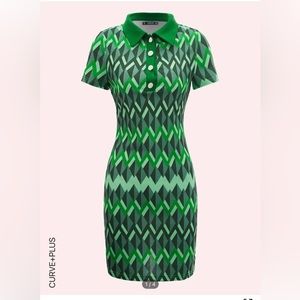 Plus Allover Print Half Button Dress